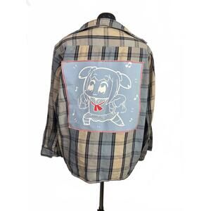 April 25th Flannels – Pop Team Epic Popuko Upcycled Plaid Flannel | Unisex L